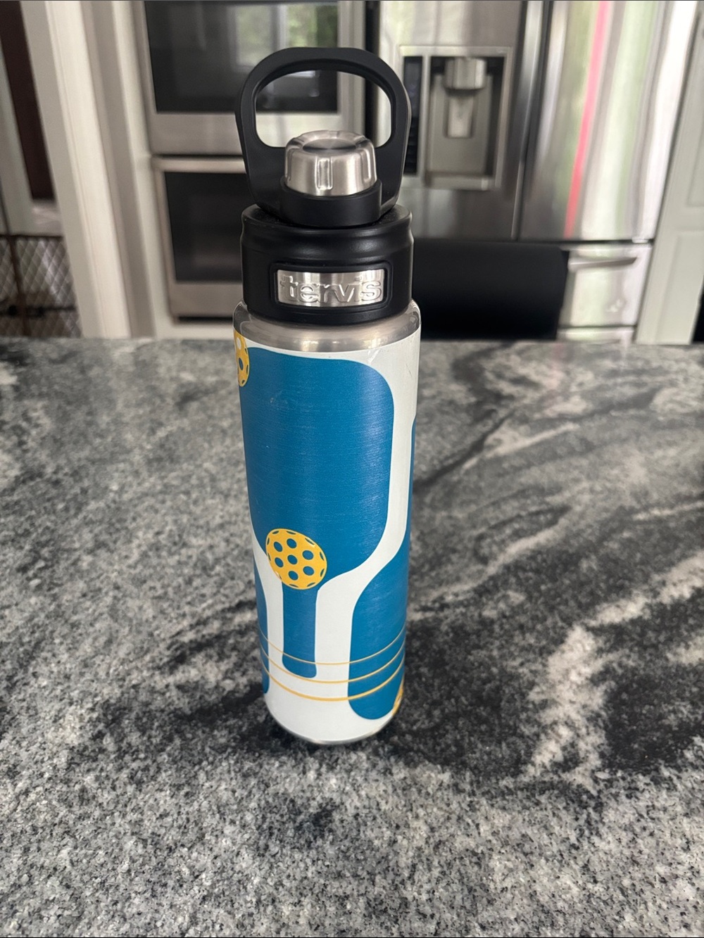 tervis Blue, White and Yellow pickleball Stainless Steel Water Bottle